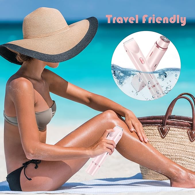 2-in-1 Women's Electric Shaver, Waterproof Cordless Bikini Trimmer & Body Razor, Dual Head Pain-Free Design, Pink Galaxy (2025)-VivaGrace Women