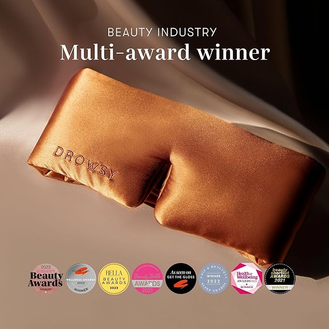 DROWSY Silk Sleep Mask. Face-Hugging, Padded Silk Cocoon for Luxury Sleep in Total Darkness. (Pumpkin Spice)-VivaGrace Women