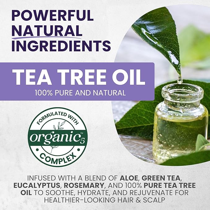 Tea Tree Purple Shampoo for Blonde, Bleached, Silver & Grey Hair, Anti-Brass Toner, Boosts Highlights & Color, Revitalizes, Relieves Itchy Scalp & Salon-Grade Hair Toner Shampoo.-VivaGrace Women