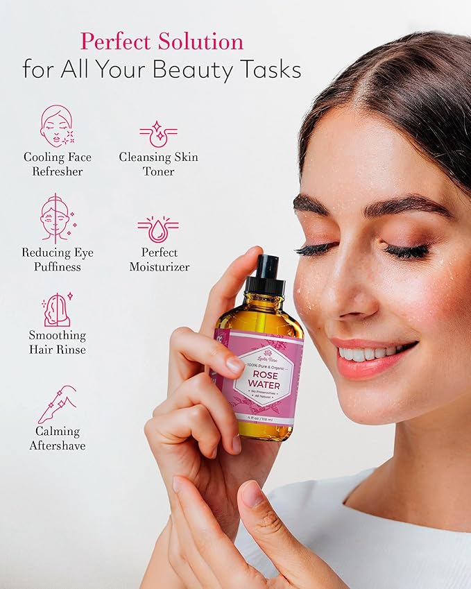 Rose Water Spray for Face by Leven Rose - Pure Natural Moroccan Rosewater Hydrosol Face Spray - Organic Rose Water for Hair 4 oz-VivaGrace Women