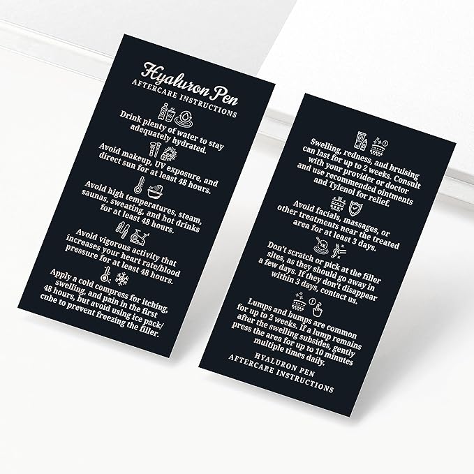 100 Pack - Premium Hyaluron Pen Lip Filler Aftercare Instructions Card 2 x 3.5" Accessories Supplies Kit Care - HP20A100_N-VivaGrace Women