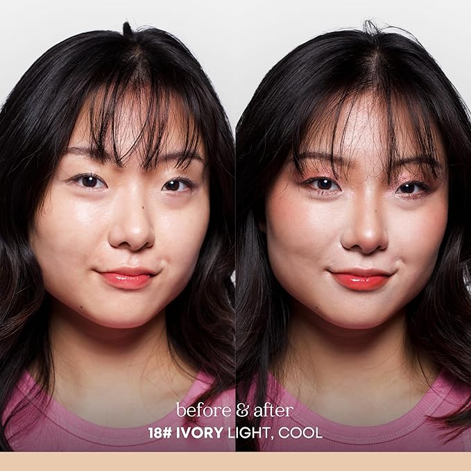 Natural Glow Foundation - Light to Medium Coverage Cushion Foundation Makeup with Hyaluronic Acid & Tea Tree Extract - Vegan & Cruelty-Free Cream Foundation - K Beauty - 15g/0.52oz - Ivory-VivaGrace Women