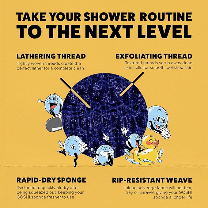 GOSHI Exfoliating Shower Sponge - Rip-Resistant, Rapid-Drying Exfoliating Bath Sponge for All Skin Types - Indigo Blue - Made in Japan-VivaGrace Women