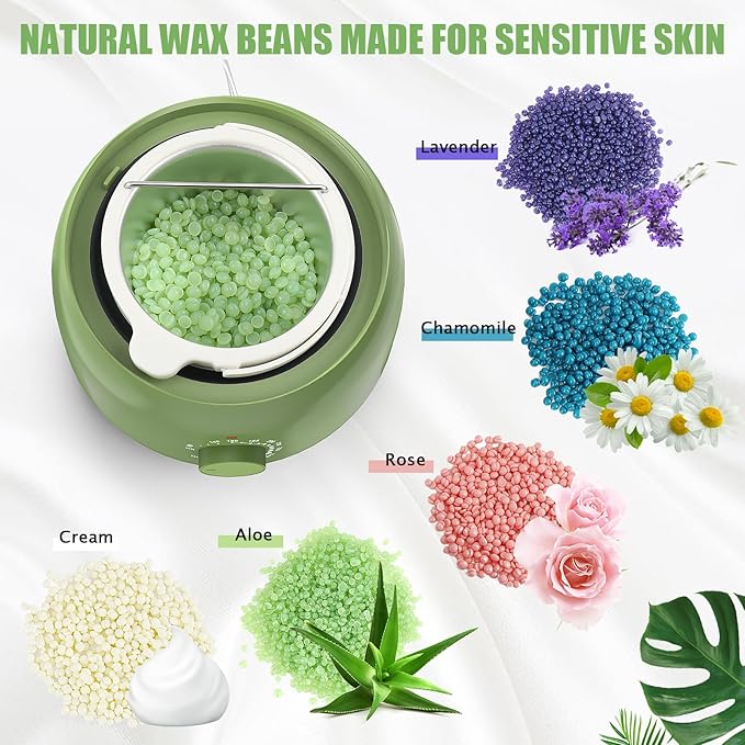 Waxing Kit - TIKESI Wax Warmer for Hair Removal, Hard Wax Kit with 14oz 5 Bags Hard Wax Beans for Full Body, Legs, Face, Eyebrows, Bikini, Brazilian Waxing Kit for Women Men-VivaGrace Women