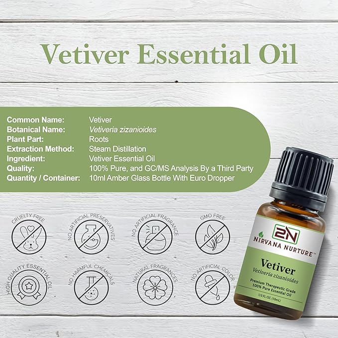 Vetiver Essential Oil 100% Pure Premium Therapeutic Grade, Undiluted - Aromatherapy Diffuser for Calm and Relaxation, Skin Care, Hair Care-VivaGrace Women