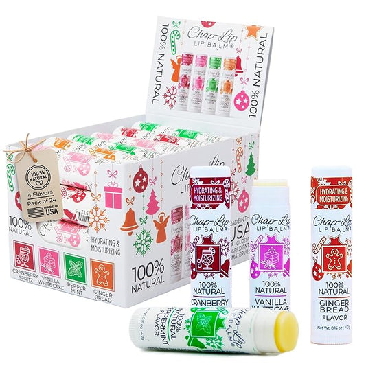 100% Natural Lip Balm Set - Beeswax Natural Christmas Gifts for Her - Ideal Gift for Women - Lip Moisturizer for Dry Lips, Cocoa Butter - Petroleum Free Pack of 24-VivaGrace Women