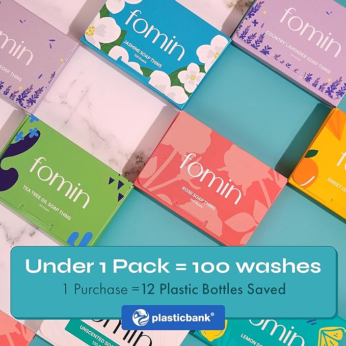 FOMIN - Antibacterial Paper Soap Sheets for Hand Washing - (200 Sheets) Unscented Portable Travel Soap Sheets, Dissolvable Camping Mini Soap, Portable Hand Soap sheet