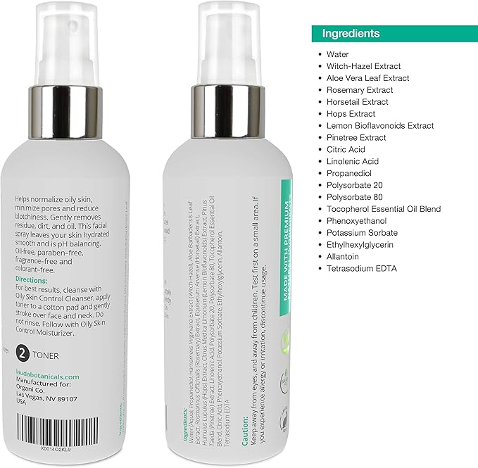 LAUDA BOTANICALS Vitamin C Facial Toner Spray, Hydrating Skin Balancing, Refreshing Pore Minimizer with Organic Witch Hazel, Aloe Vera, Anti Aging Antioxidants for Combination & Oily Skin, 4 Oz-VivaGrace Women