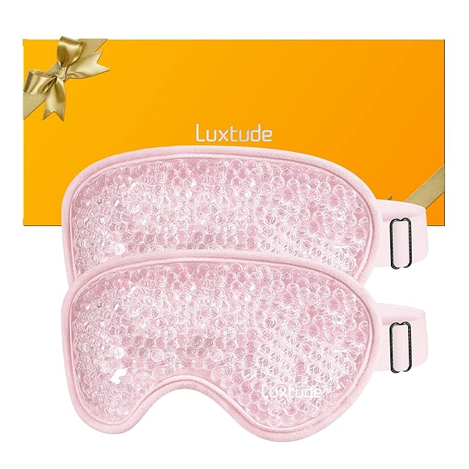 Luxtude Gel Eye Mask Cooling Eye Masks for Dry Eyes 2PCS, Hot Cold Eye Ice Pack Reusable Cold Eye Mask, Frozen Cold Eye Compress for Puffiness/Dark Circles/Headaches/Skincare/Eye Bags (Pink)-VivaGrace Women