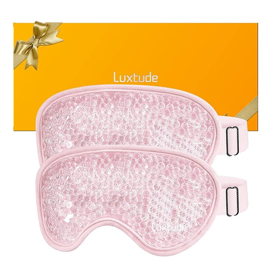 Luxtude Gel Eye Mask Cooling Eye Masks for Dry Eyes 2PCS, Hot Cold Eye Ice Pack Reusable Cold Eye Mask, Frozen Cold Eye Compress for Puffiness/Dark Circles/Headaches/Skincare/Eye Bags (Pink)-VivaGrace Women