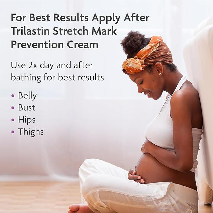 TriLASTIN Belly Oil (3.4oz), Stretch Mark Oil, Belly Oil for Pregnant Women, Serum for Scars and Stretchmarks, Body Oil, Paraben-Free and Hypoallergenic-VivaGrace Women