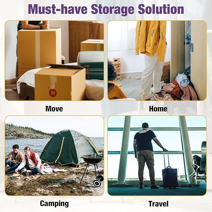 HIBAG Vacuum Storage Bags, 10-Pack Vacuum Seal Bags for Clothing Clothes, Space Saver Bags (2 Jumbo, 2 Large, 2 Medium, 2 Small, 2 Roll-up) with Pump (10-Combo)-VivaGrace Women