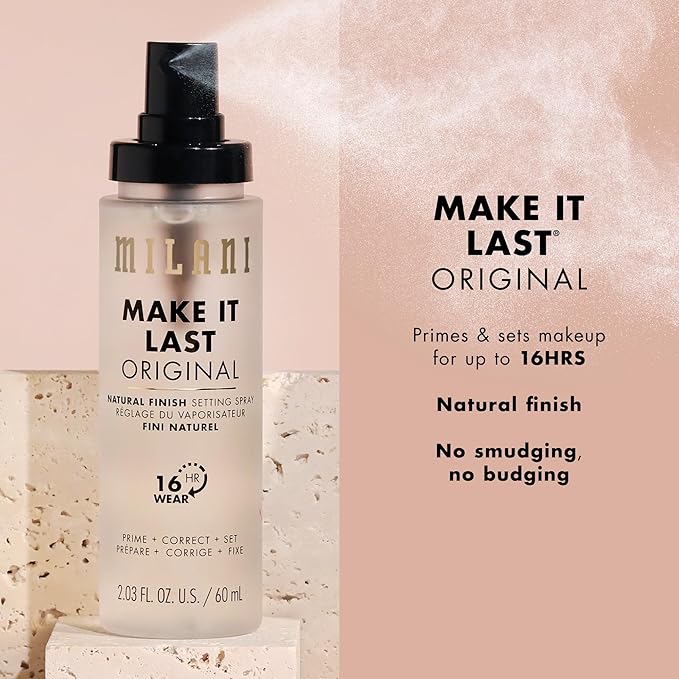 Milani Make It Last Original - Natural Finish Setting SPray - 3-in-1 Setting Spray and Primer- Prime + Correct + Set - Makeup Finishing Spray and Primer - Long Lasting Makeup Primer and Spray - 2 Pack-VivaGrace Women
