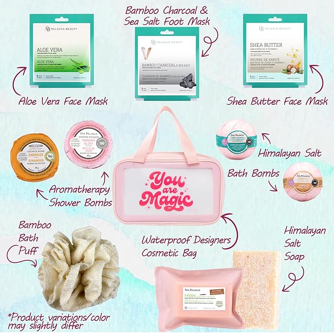 Spa Gift Baskets For Women - Premium Spa Gifts For Women With Cosmetic Bag, Bath Bombs, Handmade Spa Gift Set & Gift Boxes For Women - Mom Gifts, Birthday Gift Basket For Women-VivaGrace Women