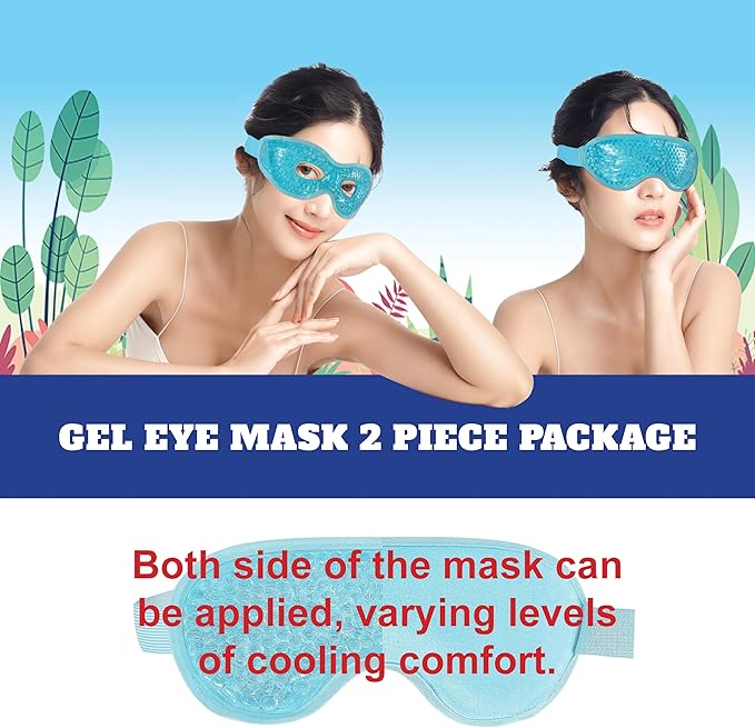 USA Merchant - 2PCs Cold & Hot Eye Therapy Mask, Cooling Eye Mask for Dry Eyes, Headaches, Eye Stress, Dark Cicles, Reusable Cold Compress and Refresh (2 PK Eye Mask)-VivaGrace Women