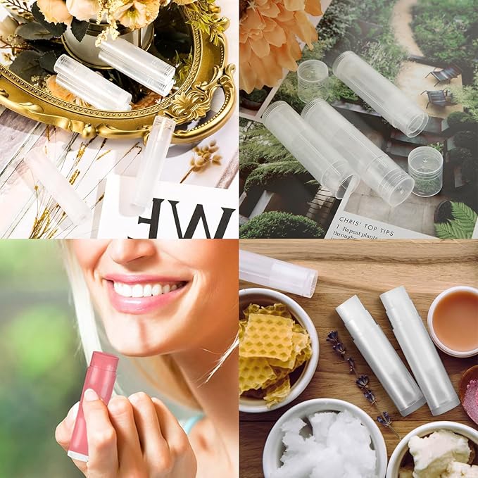 200PCS Lip Balm Tubes with Caps, Clear Lip Balm Tubes Empty Chapstick Tubes Empty Bulk for DIY Lipstick Homemade 3/16 Oz (5.5 ml)-VivaGrace Women