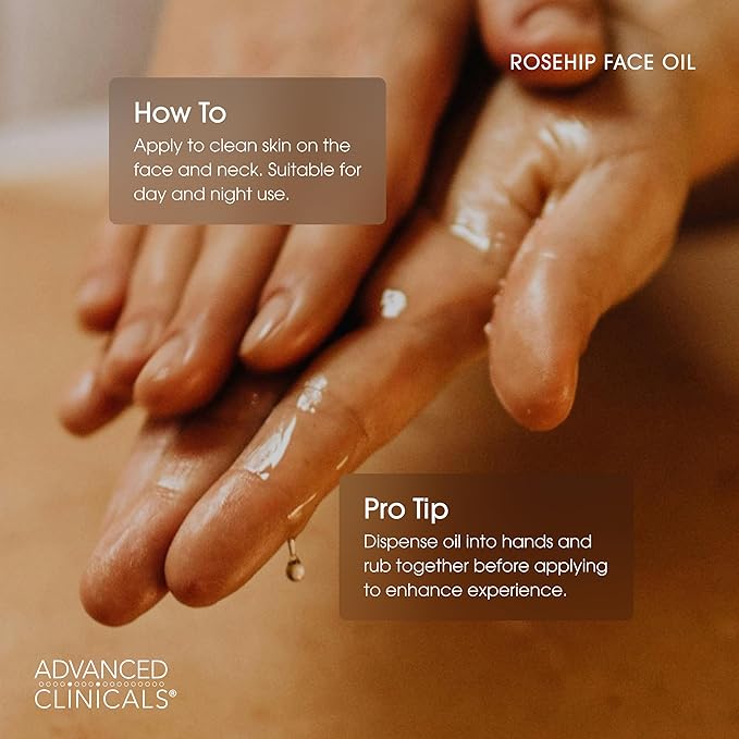 Advanced Clinicals Rosehip Oil For Face With Vitamin E + Botanicals Helps Improve Look Of Dark Spots, Wrinkles, Fine Lines, & Uneven Looking Skin Tone | Moisturizing Skin Care Face Serum, 2-Pack-VivaGrace Women