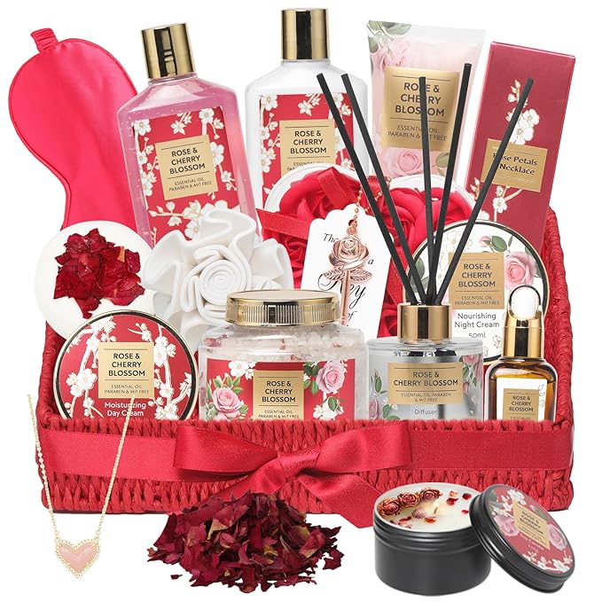 Mothers Day Gifts for Mom 25Pcs Luxury Spa Gift Basket for Women with Necklace, Shower Gel | Relaxing Bath & Body Care Kit Valentine's Christmas Gifts for Her Perfect for Anniversary or Bridal Shower-VivaGrace Women