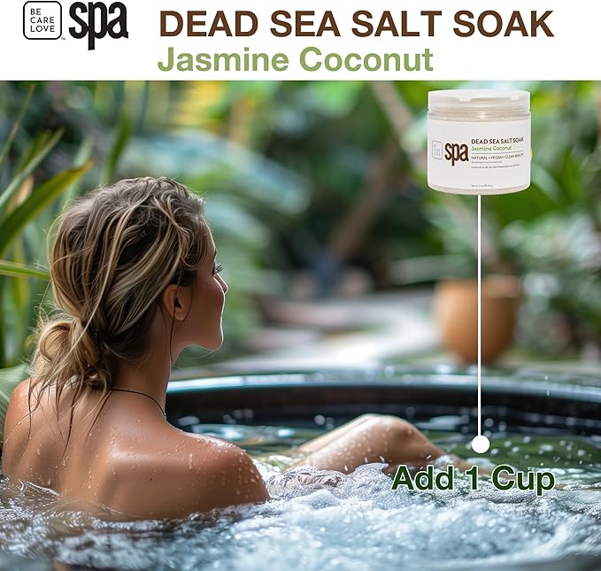 BCL SPA Dead Sea Salt Soak - Bath Salt with Organic Jasmine + Coconut, Shae Butter, Arnica, Aloe Vera Juice, Chamomile, Argan Oil & Jojoba Oil Skin Exfoliator - Home/Professional Use 16 fl oz-VivaGrace Women