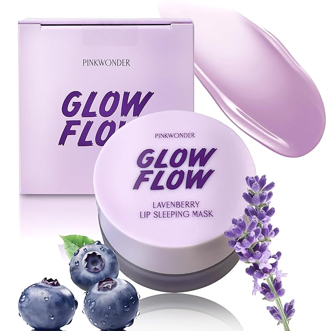 GLOWFLOW Lavenberry Lip Sleeping Mask, Moisturizing Lip Care for Dry and Chapped Lips, Fresh Grape Flavor Lip Balm, Nourishing Lip Care-VivaGrace Women