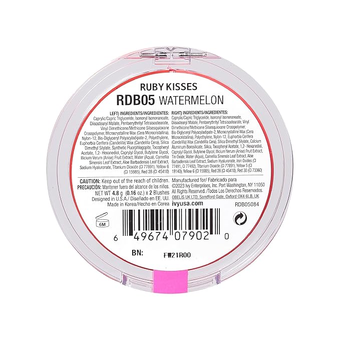 Ruby Kisses Duo Cream Blush, Smooth, Natural-Looking, Long-Lasting Face Makeup Blush for Cheeks, Lips, and Eyes, Buildable and Blendable, Infused with Green Tea, Aloe Vera Extract, and Hyaluronic Acid-VivaGrace Women