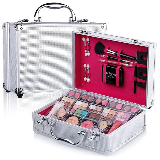 Makeup Kit for Girls and kids 8-12 Carry All Makeup Train Case with Pro Makeup for Teens Women Full Starter Cosmetics Set (SILVER)-VivaGrace Women