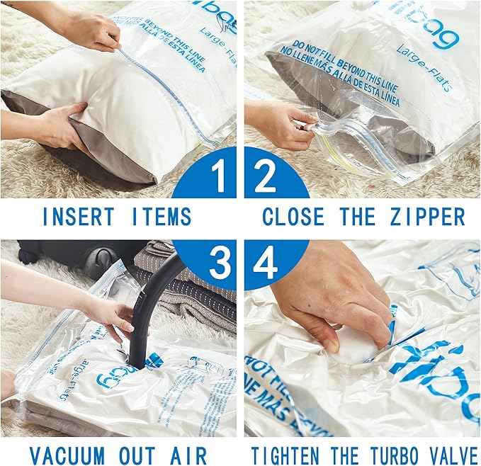 HIBAG Vacuum Storage Bags, 30-Pack Space Saver Vacuum Storage Bags, Vacuum Seal Bags for Clothing, Clothes, Comforters and Blankets (30C)-VivaGrace Women