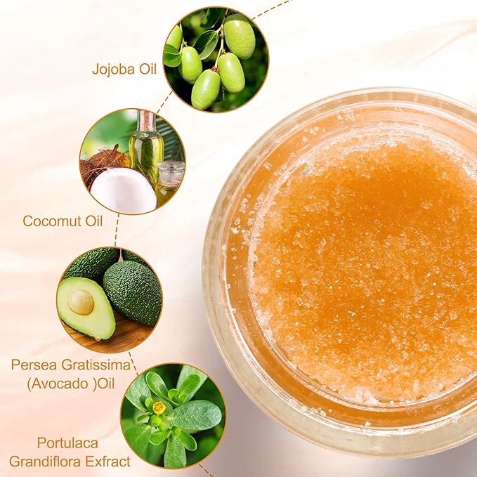 Lip Scrub, Lip Scrubs Exfoliator & Moisturizer, Lip Repair for Lush Soft Lips, Lip Moisturizer for Chapped Dry and Flaky Lips Treatment, Lip Scrubs (Orange)-VivaGrace Women