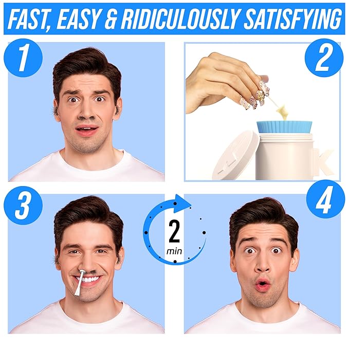 Kenashii Super Nose Waxing Kit | 100g Wax, 24 Applicators | No Microwave Required | Ear Hair Removal | For Men and Women | 12 Balm Wipes, Mustache Guards, Storage Bag-VivaGrace Women