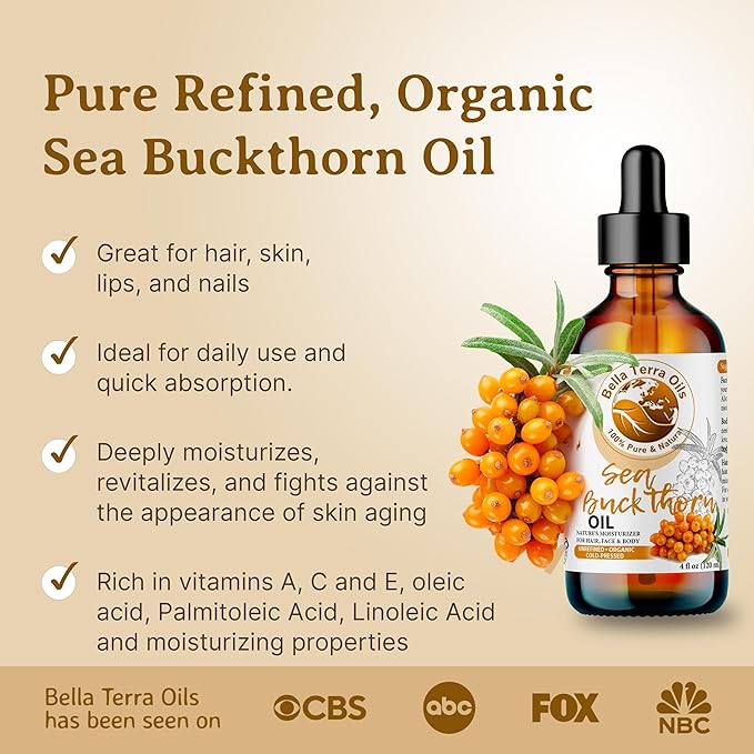 Bella Terra Oils Pure Sea Buckthorn Oil – 1gallon, Enhances Hair and Skin Appearance, Rich in Nutrients, Non-Greasy, Quick Absorbing-VivaGrace Women