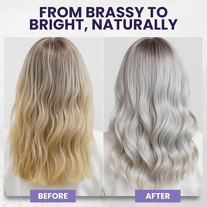 Tea Tree Purple Shampoo for Blonde, Bleached, Silver & Grey Hair, Anti-Brass Toner, Boosts Highlights & Color, Revitalizes, Relieves Itchy Scalp & Salon-Grade Hair Toner Shampoo.-VivaGrace Women