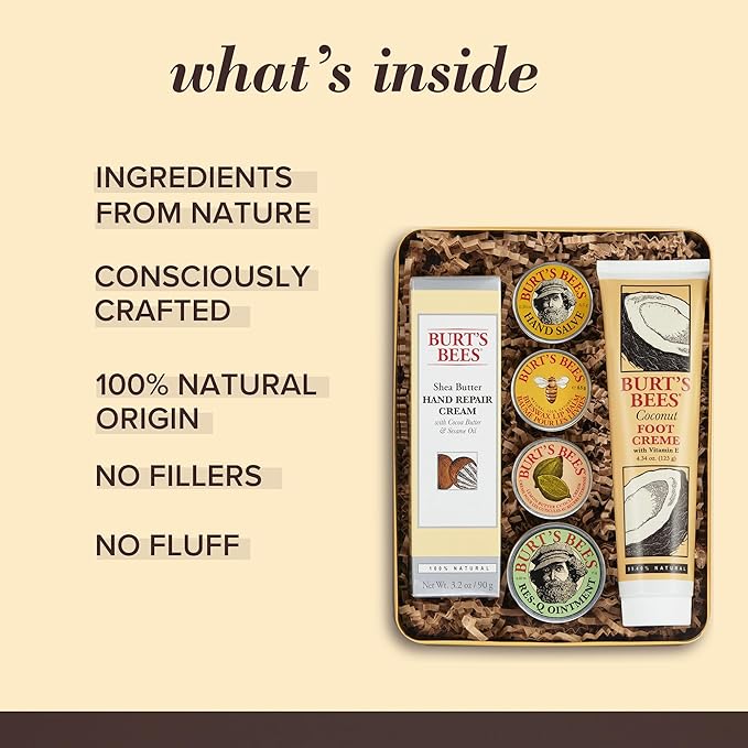 Burt's Bees Back to School Gifts Ideas, 6 Dorm Body Care College Dorm Products, Classics Set -Original Beeswax Lip Balm, Cuticle Cream, Hand Salve, Res-Q Ointment, Hand Repair Cream & Foot Cream-VivaGrace Women