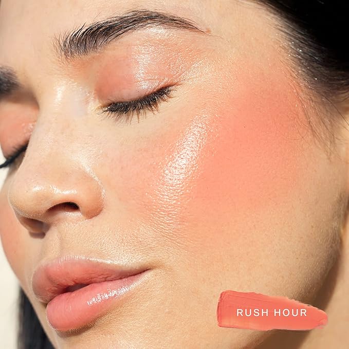 Tower 28 Beauty BeachPlease Cream Blush for Cheeks and Lips - Multi-Purpose Lip and Cheek Tint in Sun-Kissed Peach Blush - for Sensitive Skin – Color RUSH HOUR, Luminous Finish-VivaGrace Women
