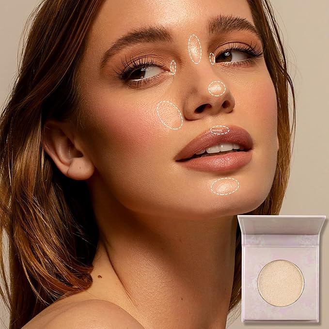 Face Highlighter Makeup Palette, Shimmer Glitter Diamond Sparkly Highlighters Makeup Palette Powder for Face Body Cheek Skin 03# Champagne Gold-VivaGrace Women