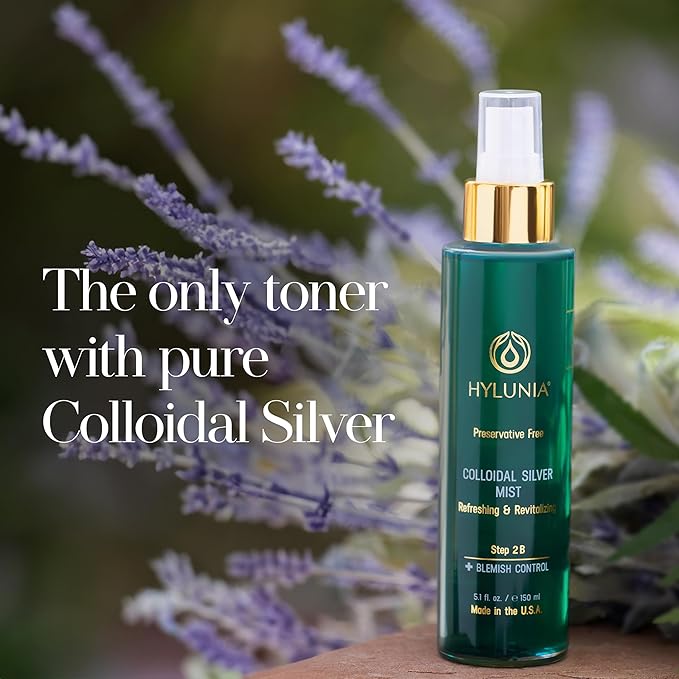 Hylunia Colloidal Silver Mist Toner 5.1 fl. oz. – Hydrating Versatile Toner for Acne-Prone Inflamed Skin | Infused with Colloidal Silver & Lavender for Glowing Skin Cuts & Burns, Body-Refresher-VivaGrace Women