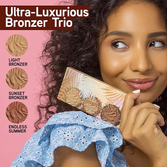 Physicians Formula Murumuru Butter Bronzer Face Makeup Palette Set, Includes Nourishing Butter Bronzer, Highlighter, Blush, Dermatologist Tested, Vegan & Cruelty-Free - Endless Summer Powder-VivaGrace Women