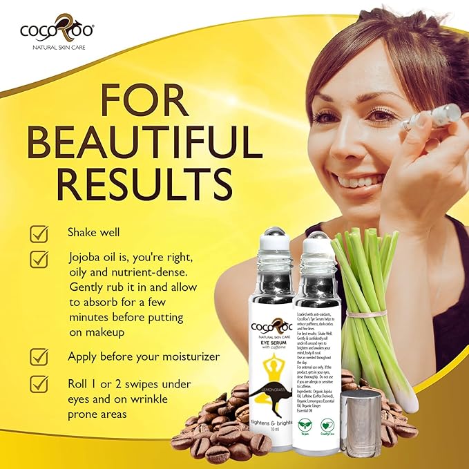 Caffeinated Eye Serum, Nutrient-Dense, 100% Pure, Natural & Vegan (Lemongrass)-VivaGrace Women