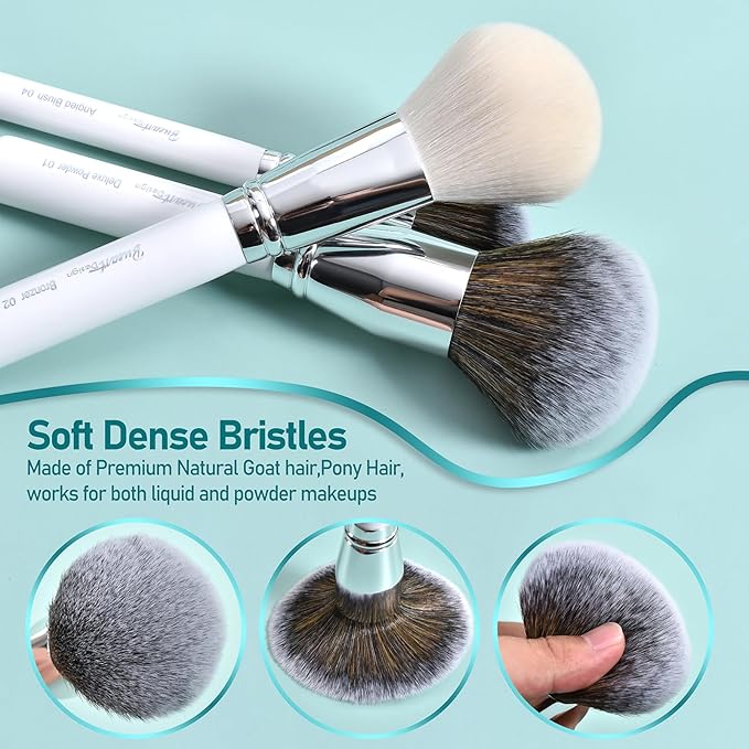 Professional Makeup Artist Brushes Set 26Pcs Real Natural Goat Hair Labeled White Makeup Brush Set with Foundation Powder blush concealer blending eyeshadow contour make up brushes set-VivaGrace Women