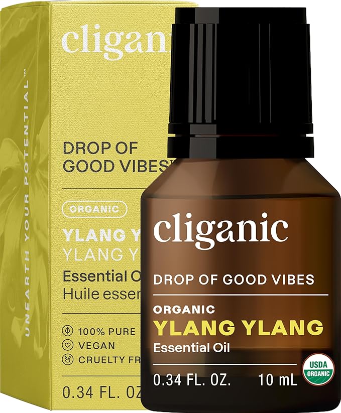 Cliganic Organic Ylang Ylang Essential Oil, 100% Pure Natural for Aromatherapy | Non-GMO Verified (Packaging May Vary)-VivaGrace Women