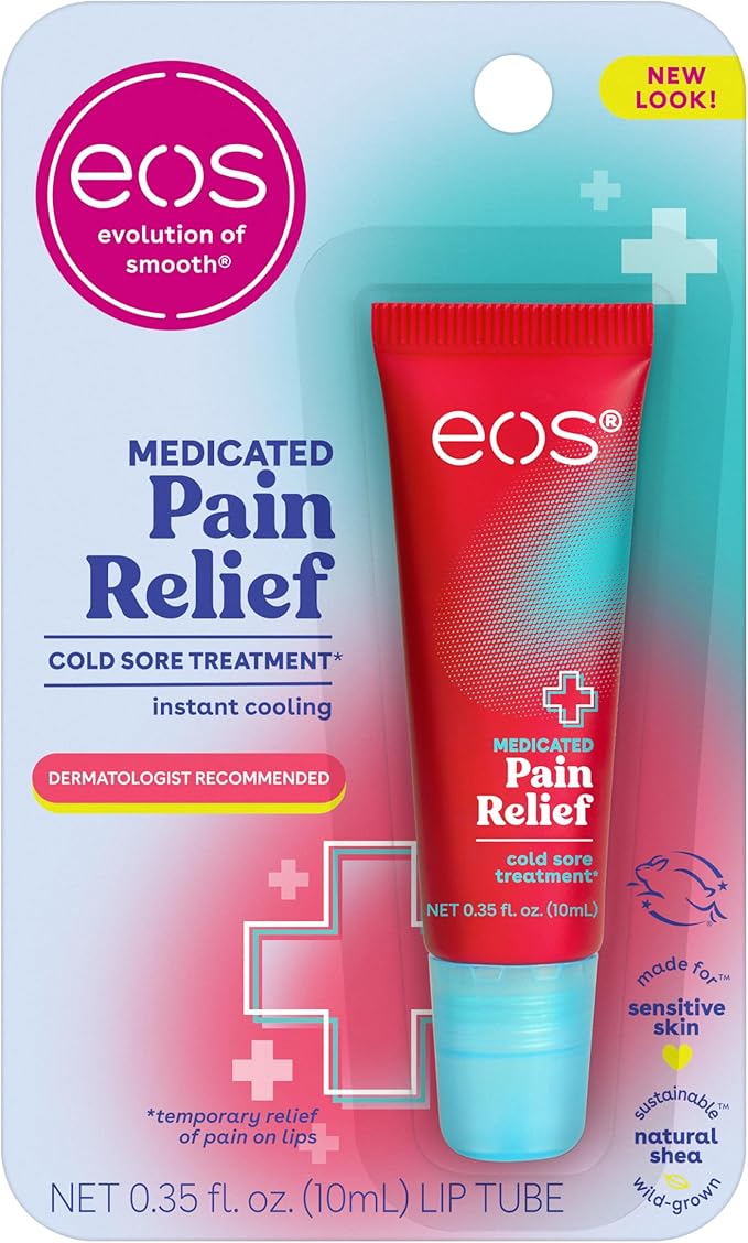 eos Medicated Lip Balm - The Fixer | Lip Care to Repair and Protect Chapped and Dry Lips | Instant Cooling and Pain Relief with Natural Ingredients | 0.35 oz-VivaGrace Women