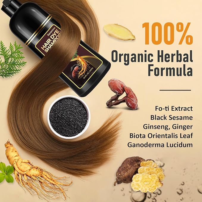 Dark Brown Hair Dye Shampoo for Gray Hair, Natural Color Shampoo Hair Dye for Women & Men, Hair Instant Dye Shampoo Colors Hair in Minutes, Champu Para Canas, 3-in-1 Shampoo for Dyeing Gray, 500 Ml-VivaGrace Women