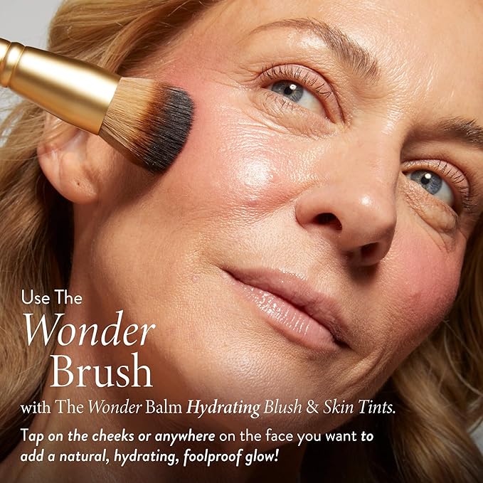 LAURA GELLER NEW YORK The Wonder Brush, Makeup Brush with Wooden Handle, Apply The Wonder Balm, Cream & Liquid Blush, Even Application and Blending-VivaGrace Women