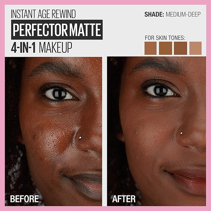 Maybelline Instant Age Rewind Instant Perfector 4-In-1 Matte Makeup, 04 Medium/Deep, 1 Count (Pack of 2)-VivaGrace Women