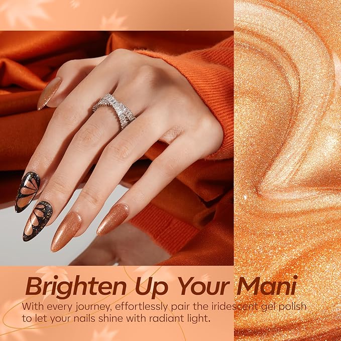 modelones Chameleon Gel Nail Polish Set, 6 Colors Fall Gel Polish Kit Glitter Shimmer Brown Orange Yellow Soak Off LED Nail Lamp Home Gift DIY Salon For Women Girl-VivaGrace Women