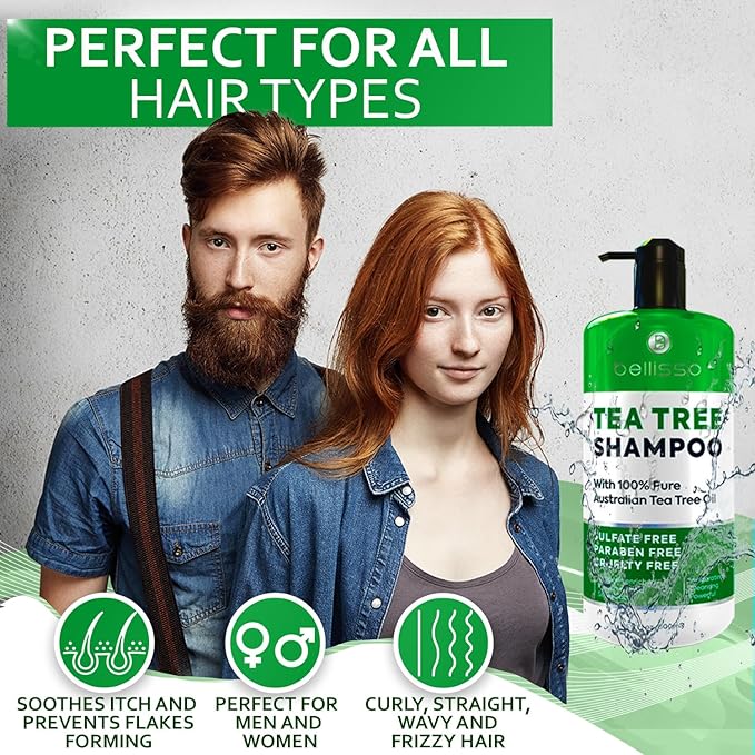 Tea Tree Oil Shampoo - Sulfate and Paraben Free with Collagen Keratin - Ideal for Women and Men with Oily Hair and Scalp Buildup - Anti Dandruff Treatment for Itchy, Dry Scalps – Salon Grade Products-VivaGrace Women