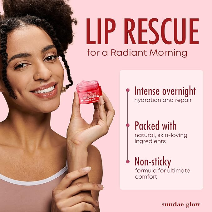 Apple, Pear, Cherry & Mint Lip Mask and Scrub - Dermatologist Tested, Hydrating & Exfoliating, Korean Skin Care, Nourishes, Softens & Brightens Lips - Vegan & Natural - 1 Pack-VivaGrace Women