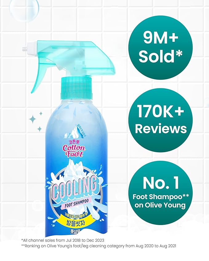 Cotton Foot - Foot Shampoo (Menthol Cooling, 13fl oz) - Refreshing Cleanse Spray, Deodorizing Foot Care Wash. Foaming Wash, Easy to Use-VivaGrace Women