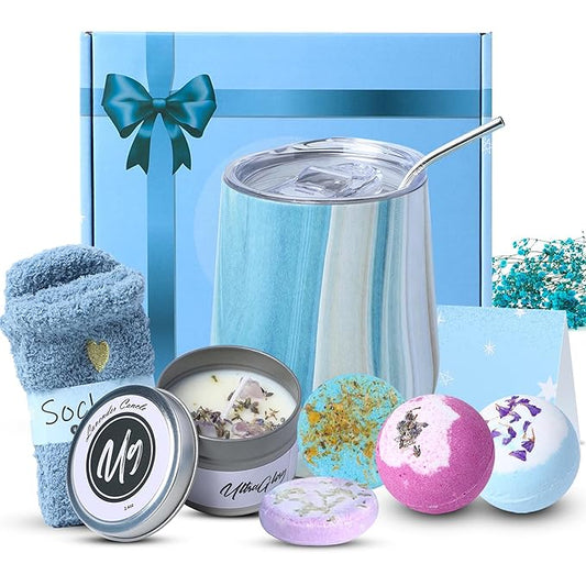 Spa Kit for Women - Spa birthday gifts for women - Relaxing Spa kit Basket- Self Care Package for women - lavender Relaxing Spa Gift Set - Spa Gift Set for Women, Sisters and Mothers Day-VivaGrace Women