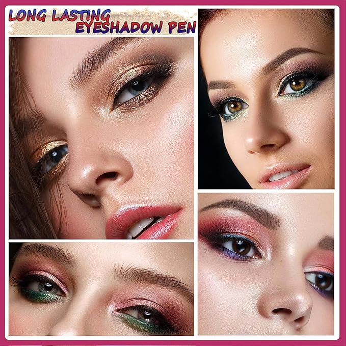 Warm gold Eyeshadow Stick And Sponge Makeup Brush, Smooth Cream Shimmer Shadow Pencil Long Lasting Waterproof Eye Shadow Highlighter, Hypoallergenic Highlighter Multi-Dimensional Eyes Look 03
