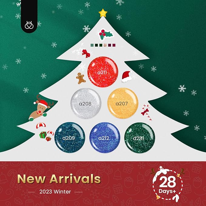 Beetles Glitter Gel Nail Polish, 6 Colors Red Green Gel Nail Polish Set Soak Off Uv LED Nail Lamp Reflective Glitter Nail Art DIY Home Nails Manicure Gifts for Women Her Girls-VivaGrace Women